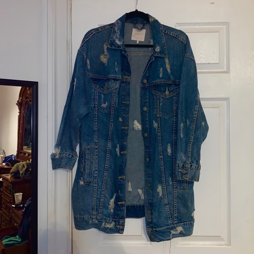 Oversized distressed ZARA denim jacket